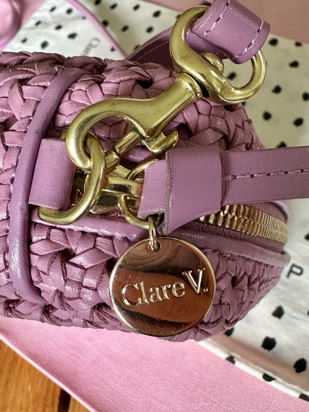 Clare V. Midi Sac in Wild Thistle (orchid) Rattan - Like New - Picture 10 of 13